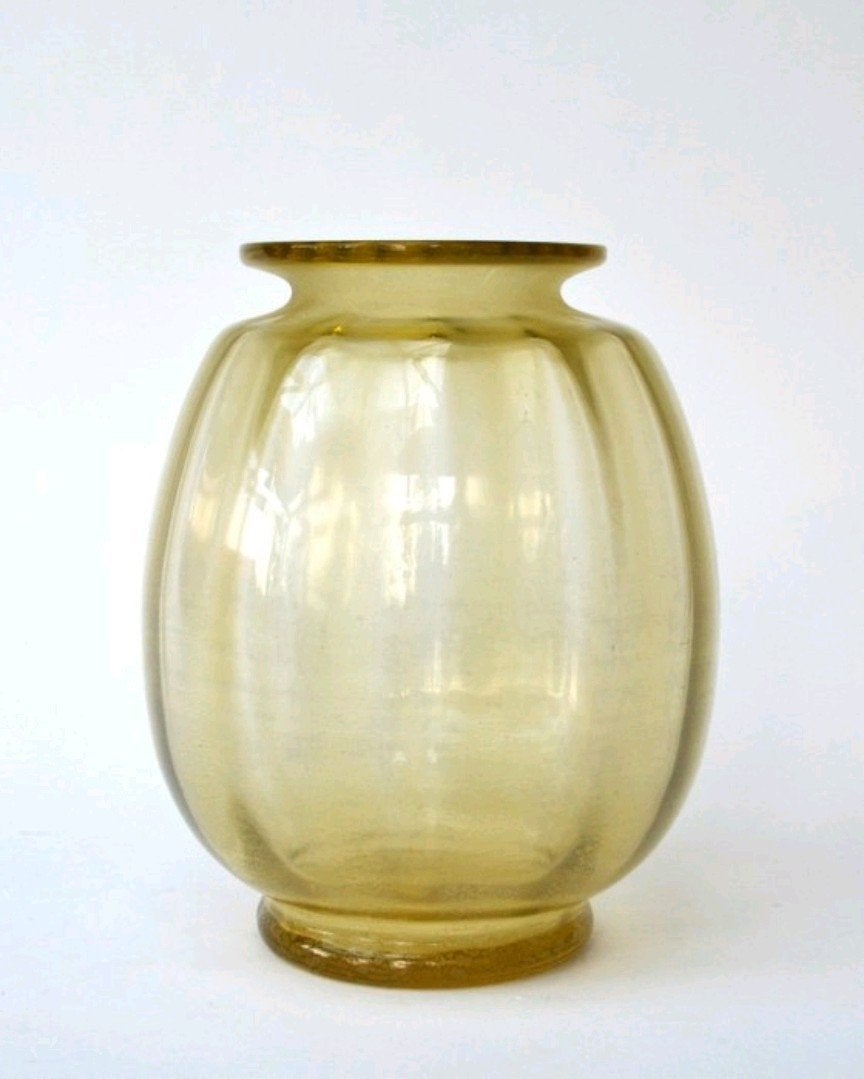 A.D. Copier Craquelé-Sonoor vaas Amber, Antiek en Kunst, Antiek | Glas en Kristal, Ophalen of Verzenden