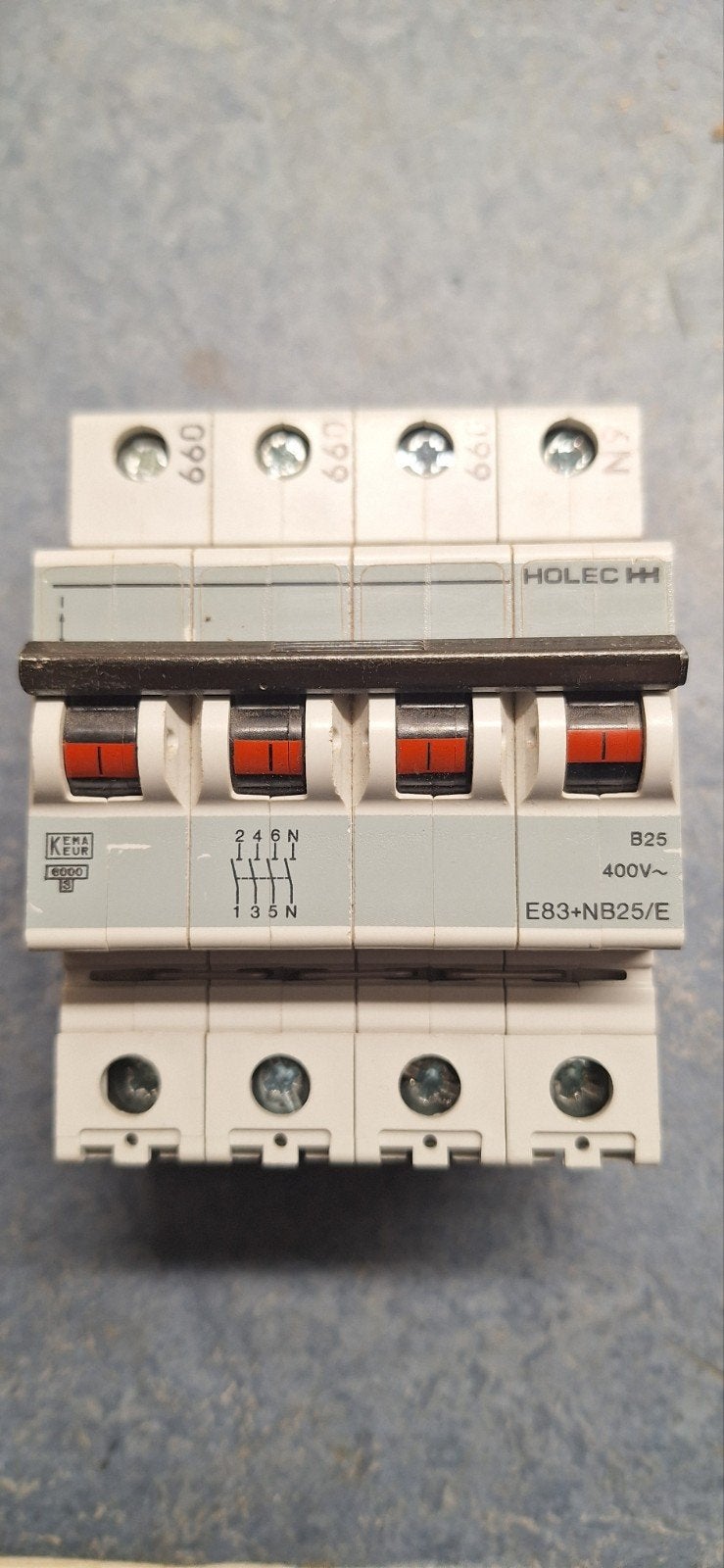 Holec ,3-fase, B25, Installatieautomaat  Krachtstroom, Ophalen of Verzenden, Gebruikt
