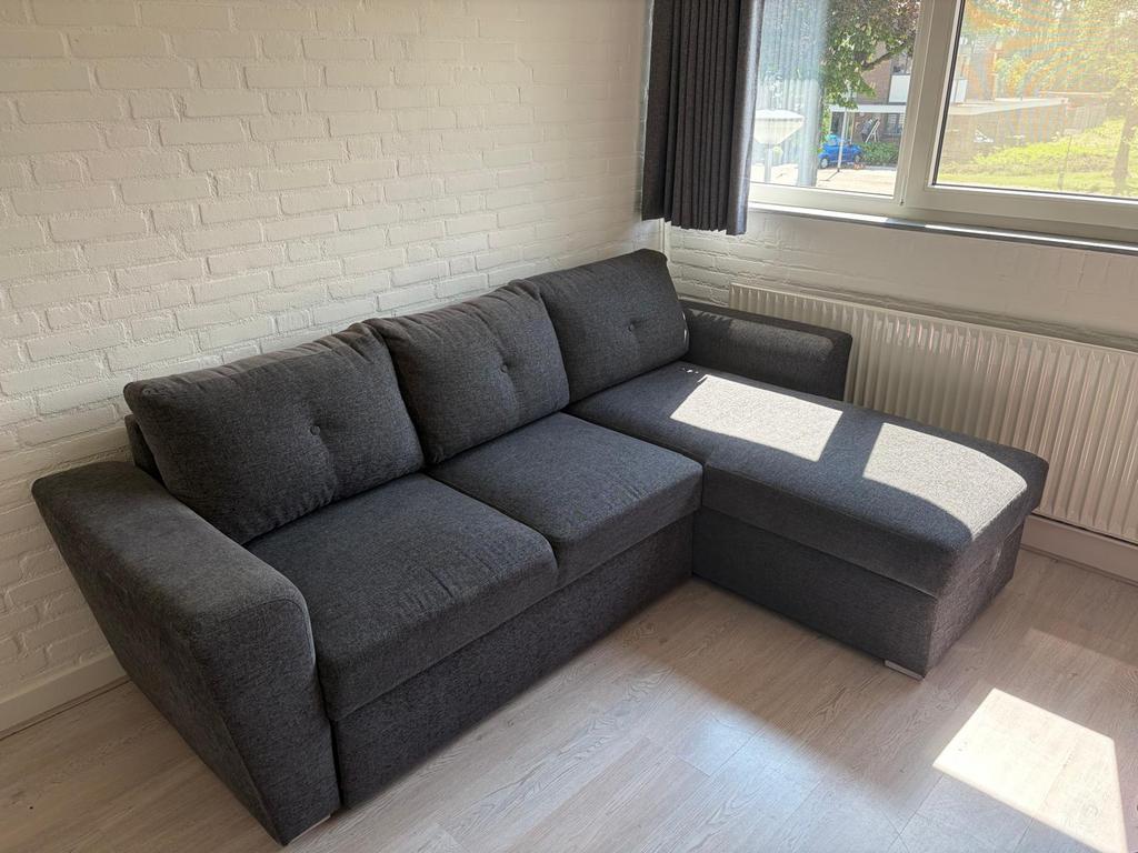 JYSK VEJLBY caise longue slaapbank, Huis en Inrichting, Ophalen, Gebruikt, Stof
