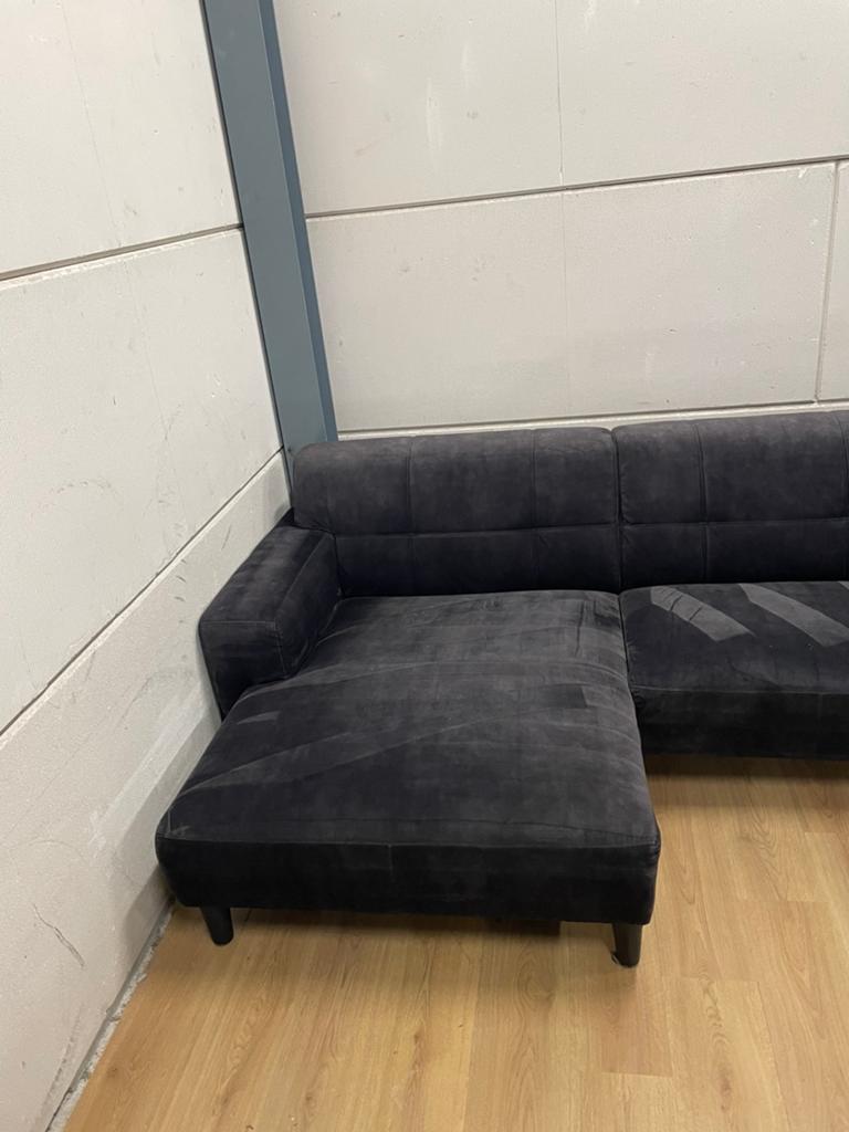 Mooie luxe suede velvet velours zwarte hoekbank - GEREINIGD!, Ophalen, 125 tot 150 cm, Luxe, Hoekbank