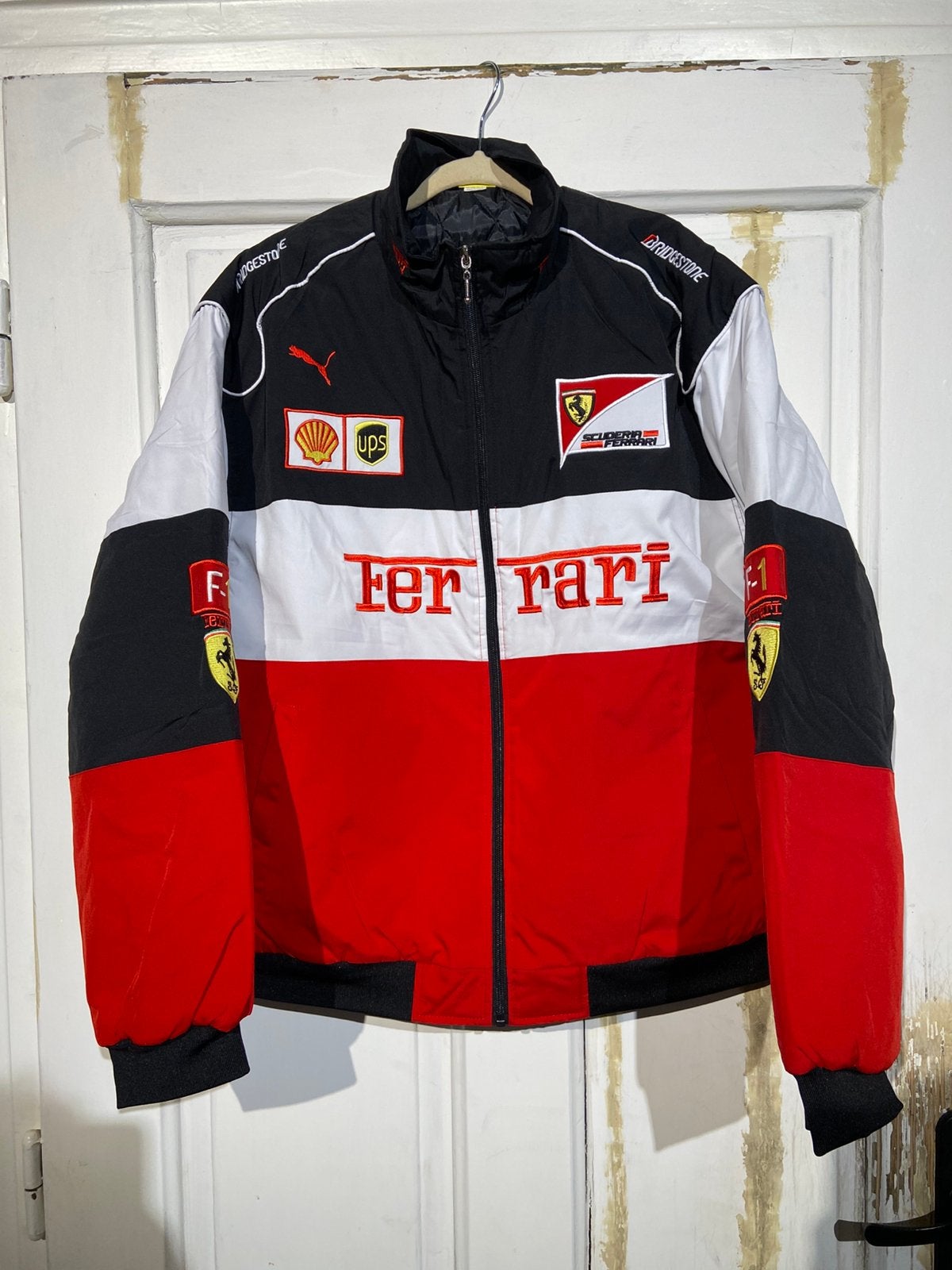 Ferrari Bomberjack Racing (maat XXL) Vintage white red, Ophalen of Verzenden, Zo goed als nieuw, Overige maten, Rood
