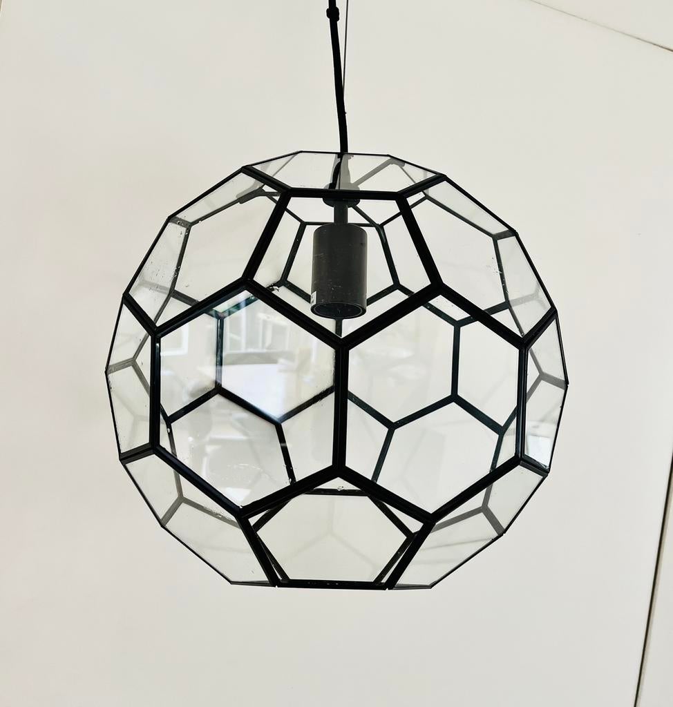 D&T Dutch Design glas-in-lood /facetlamp brons, Ophalen of Verzenden, Zo goed als nieuw, Glas, Minder dan 50 cm