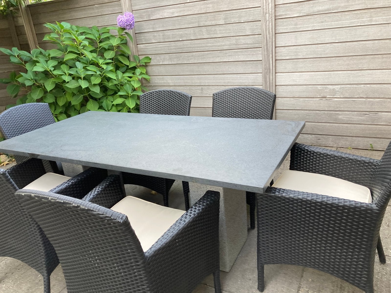 Luxe tuinset met 6 stoelen en granieten tafel, Tuin en Terras, Ophalen, Gebruikt, Eettafel, 6 zitplaatsen
