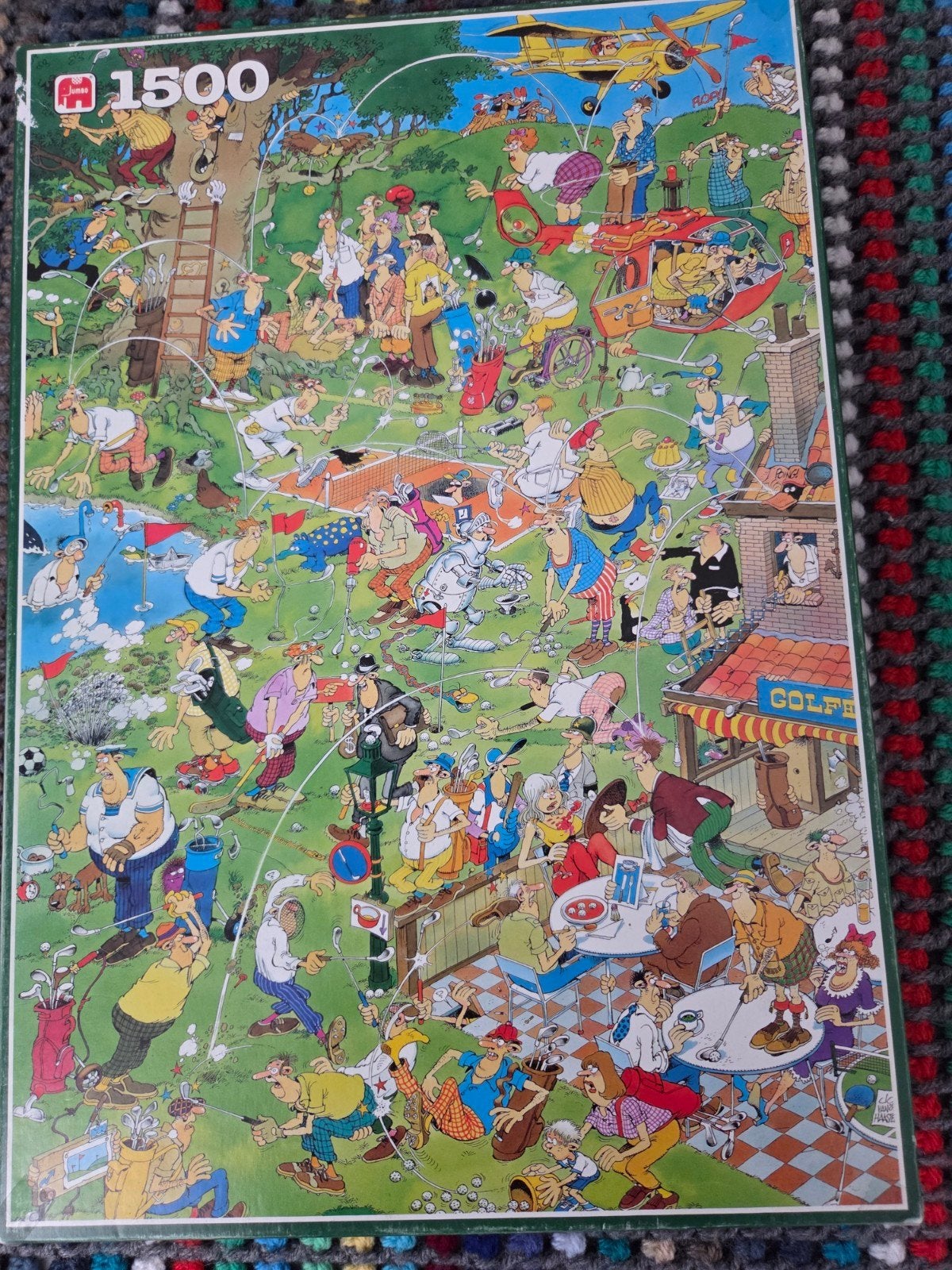 jan van haasteren puzzel" golf" 1500 st, Ophalen of Verzenden, 500 t/m 1500 stukjes, Gebruikt