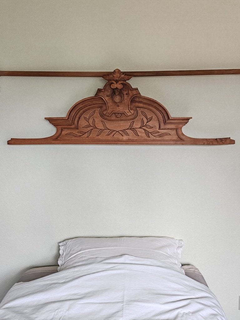 Antiek Napoleon III houten fronton wandornament 108 cm, Antiek en Kunst, Ophalen