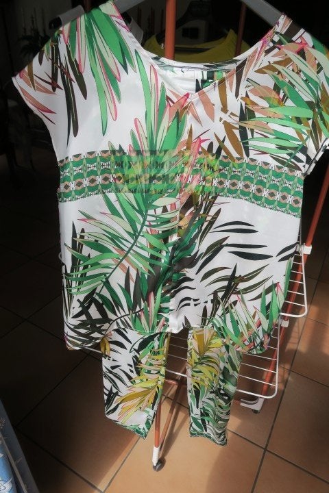 Broek + blouse bladprint nieuw Heart Mind mt 34-36, Kostuum of Pak, Meerkleurig, Nieuw, Ophalen of Verzenden