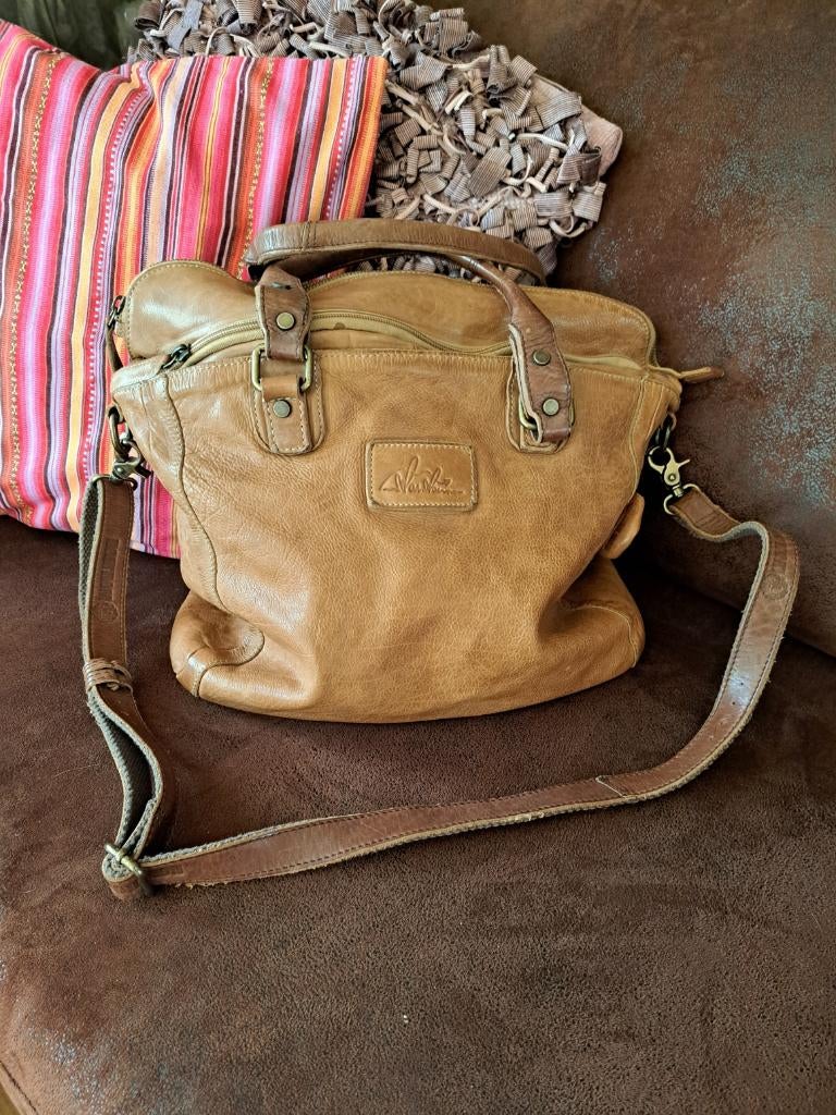 leren tas, Ophalen of Verzenden, Zo goed als nieuw, Bruin, Handtas