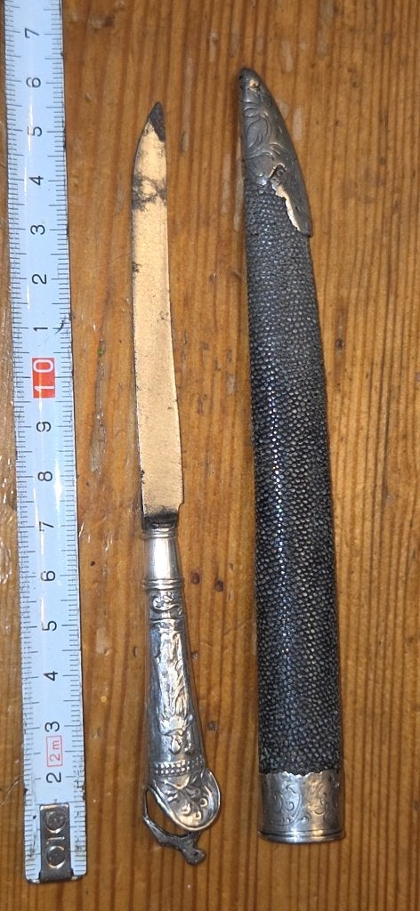 Zilveren reismes Roggenhuid circa 1850 TOPPER, Antiek en Kunst, Ophalen of Verzenden, Zilver