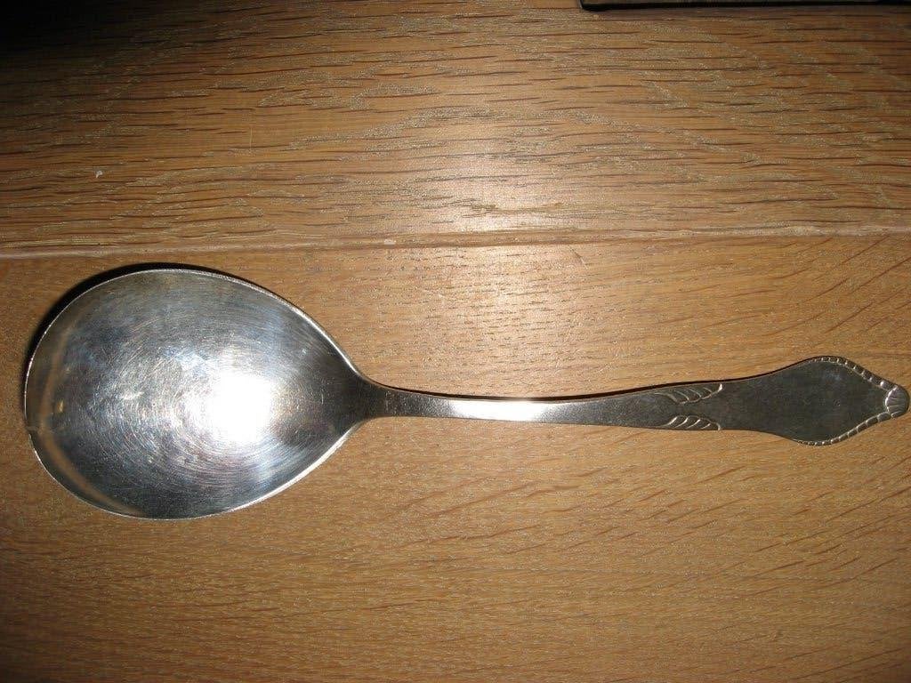 antieke Deense zilveren opschep / serving lepel H.G, 1924, Verzenden