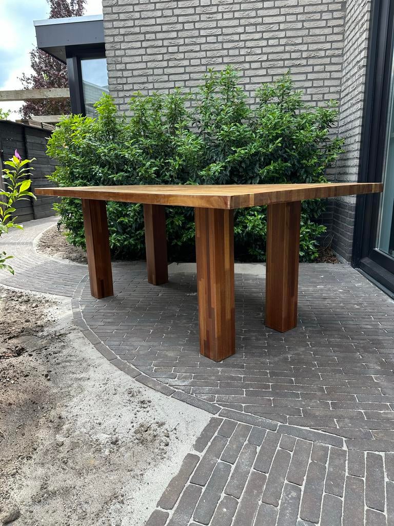 Massief houten tafel 194 x 100 x 75 cm, Huis en Inrichting, Tafels | Eettafels, Ophalen, Gebruikt, 50 tot 100 cm, Vijf personen of meer
