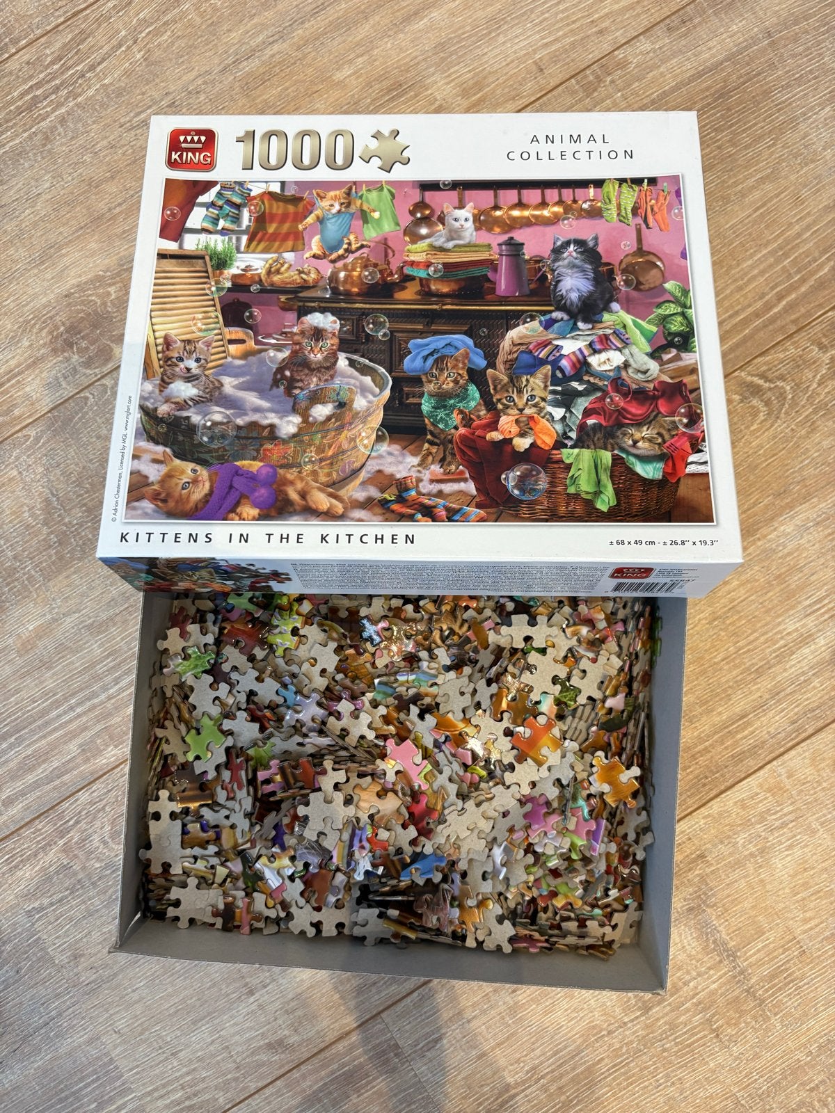 King Legpuzzel 1000 stukjes - Kittens in the Kitchen, Ophalen of Verzenden, 500 t/m 1500 stukjes, Nieuw, Legpuzzel