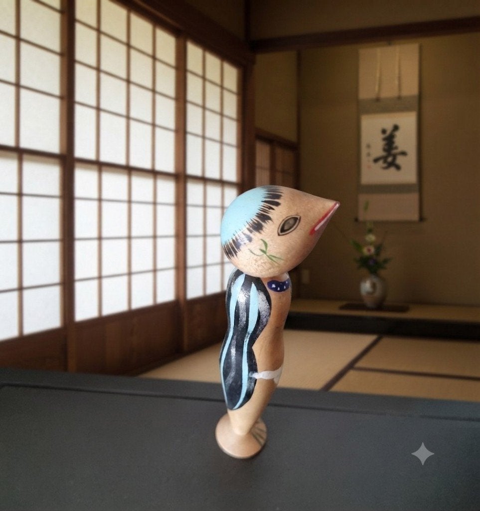 Leuke Kappa Kokeshi, Antiek en Kunst, Hout, 13 cm, Verzenden, Japan