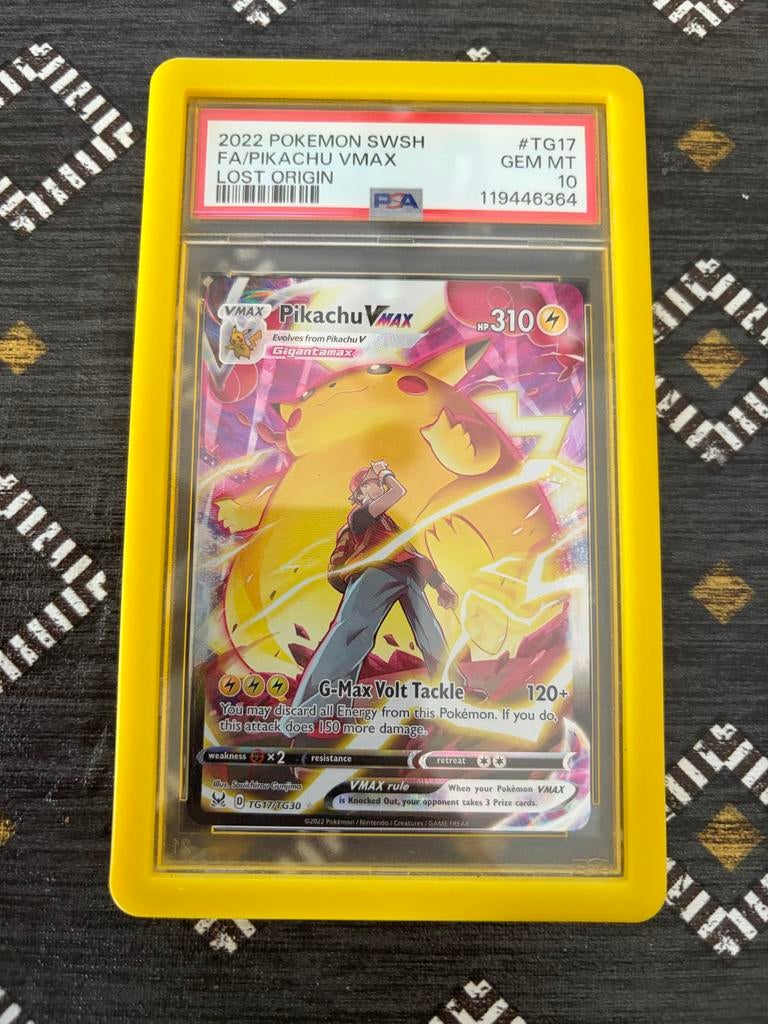 Pikachu VMAX TG17/TG30 Lost Origin PSA 10 Pokémon Kaart, Ophalen of Verzenden, Zo goed als nieuw, Losse kaart
