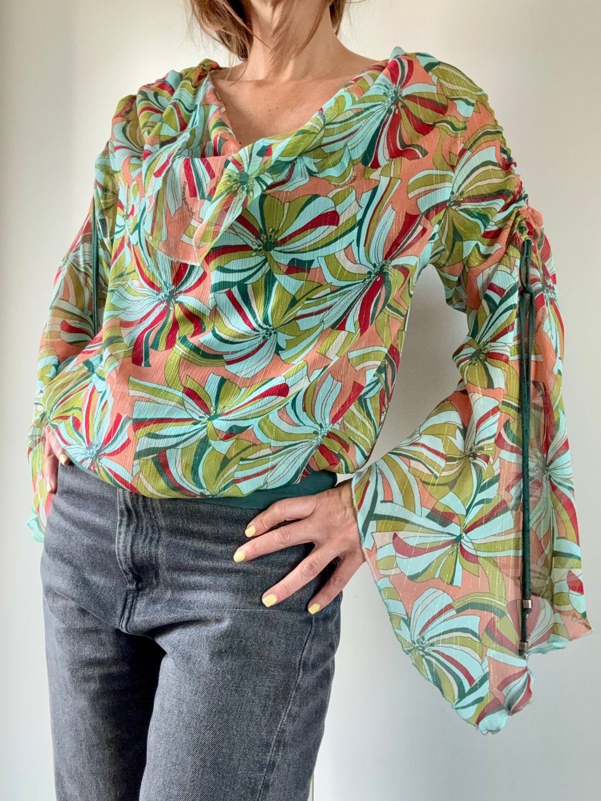 Vintage Fornarina blouse/top met bloemenprint – maat M, Kleding | Dames, Ophalen of Verzenden, Zo goed als nieuw, Maat 38/40 (M)
