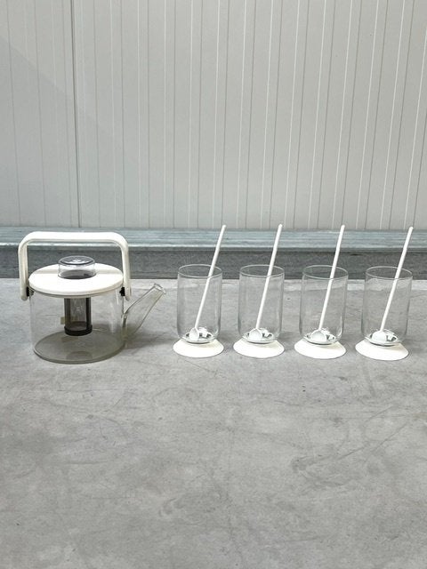 Bodum theepot glazen set Carsten Jorgensen jaren 80 vintage, Gebruikt, Overige merken, ., Vintage