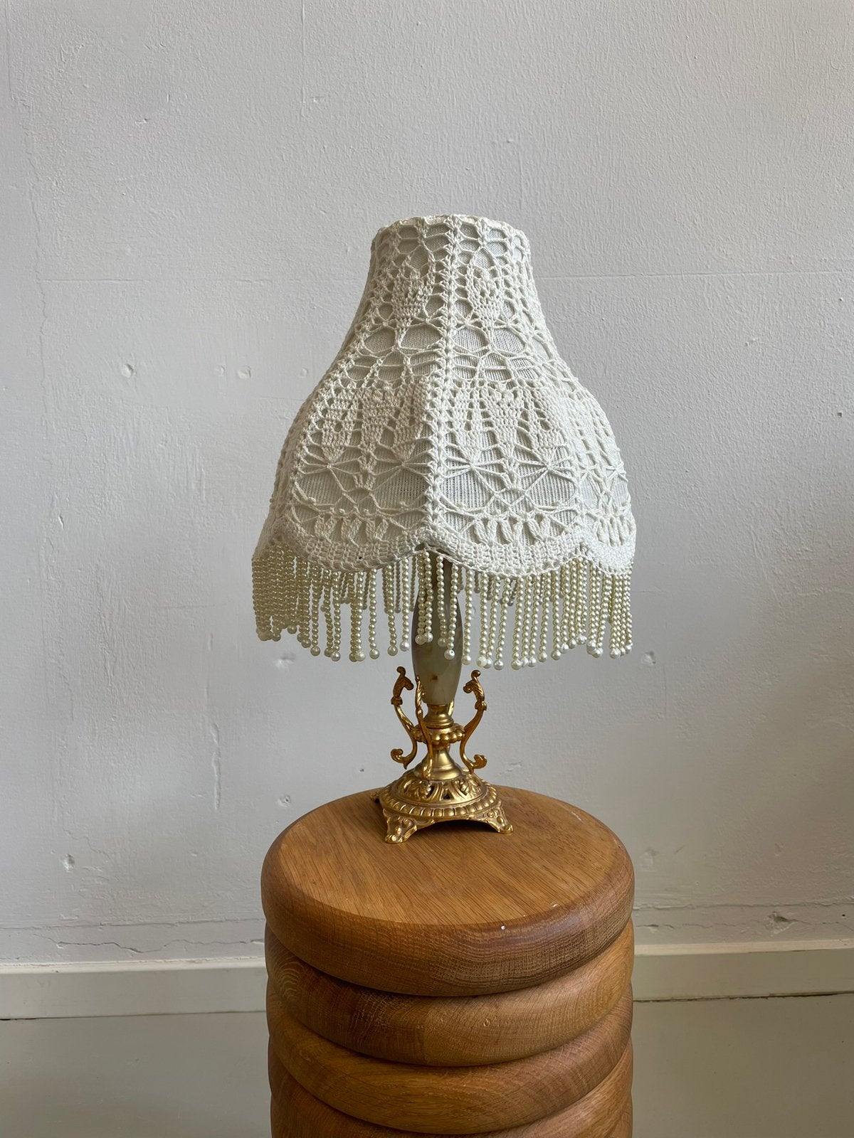 Antieke tafellamp marmer, Gebruikt, Art deco, Met schakelaar, Wit