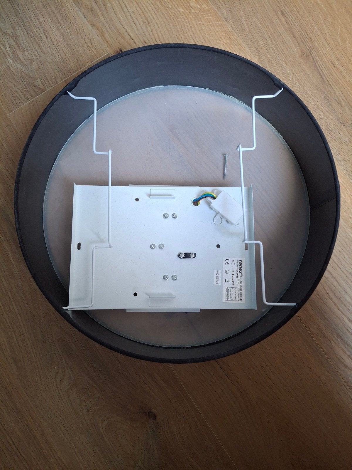 Plafondlamp zwart stof 40 cm doorsnede, Ophalen, Gebruikt