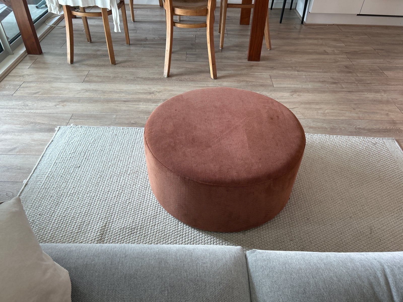 La Redoute Terracotta Poef - 70cm diameter, 30cm hoog, Ophalen, Gebruikt, Rond, Stof