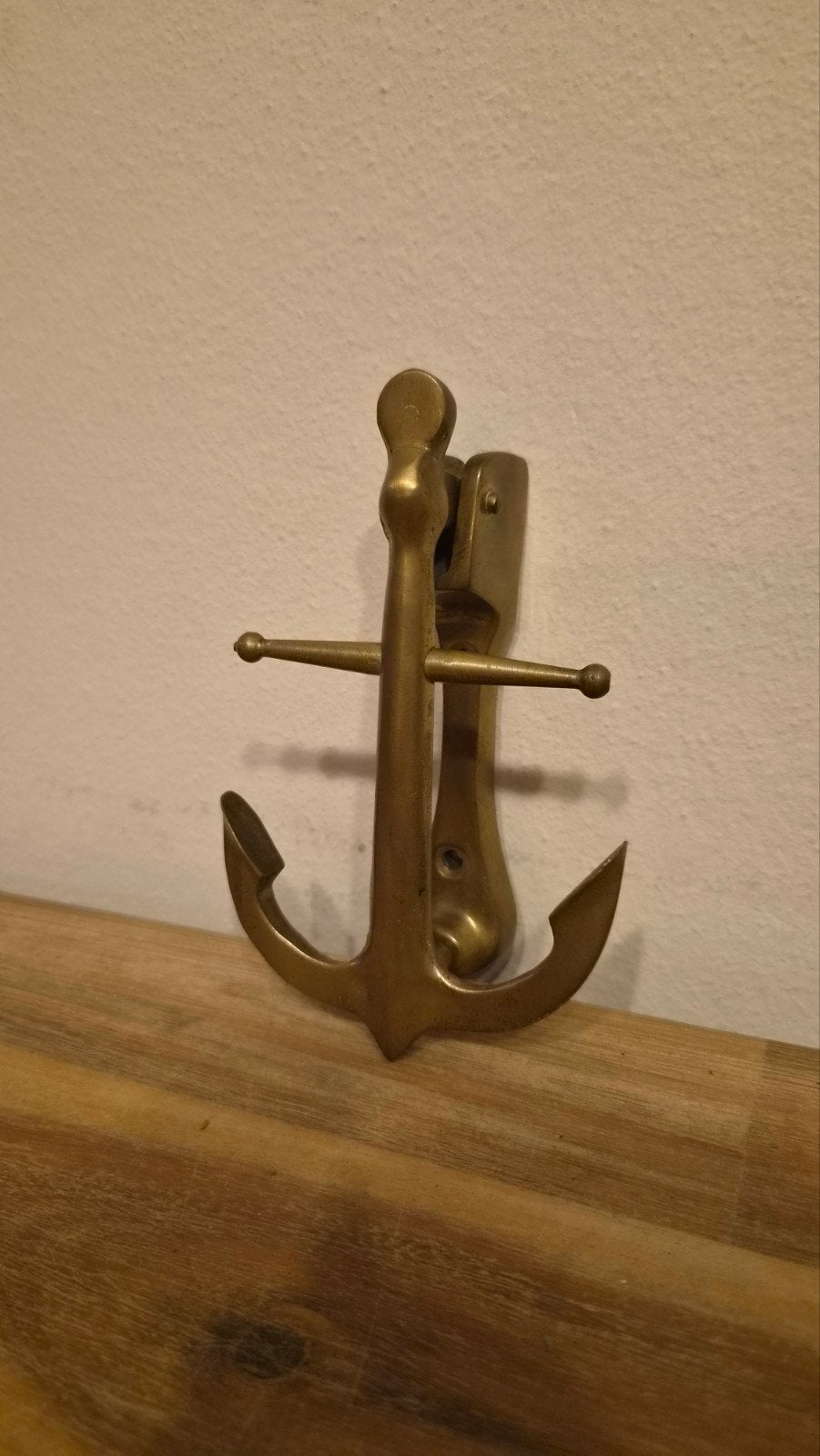 Vintage messing anker wandhaak – nautische decoratie, Ophalen of Verzenden, Brons