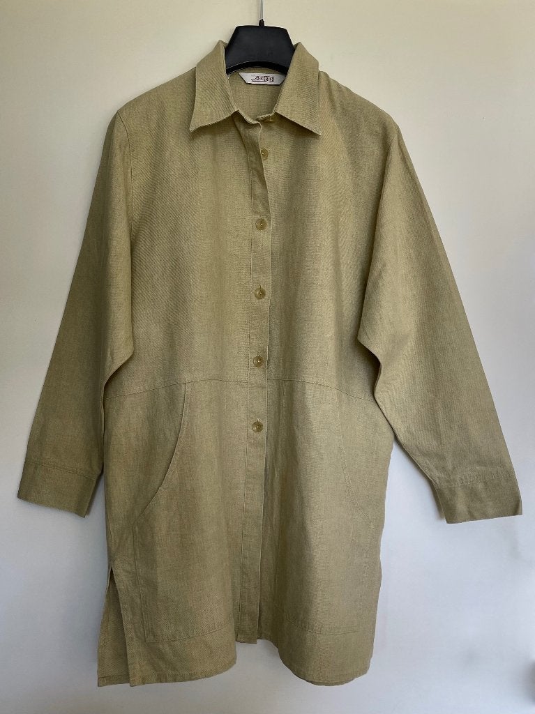 beige halflinnen blousejasje van La Kerko, Beige, Maat 42/44 (L), Nieuw, Ophalen of Verzenden
