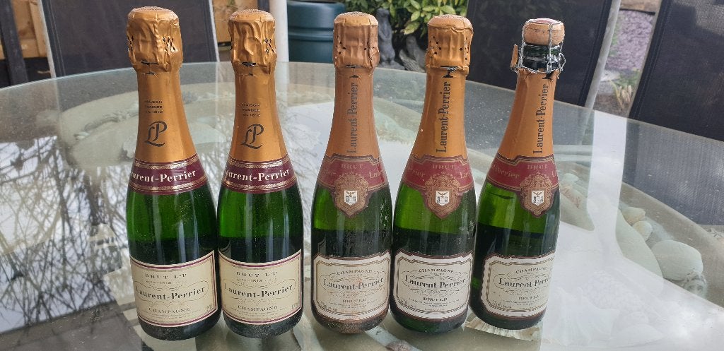 5 x Laurent-Perrier Brut L-P Champagne 1976, Verzamelen, Wijnen, Frankrijk, Nieuw, Ophalen of Verzenden, Champagne