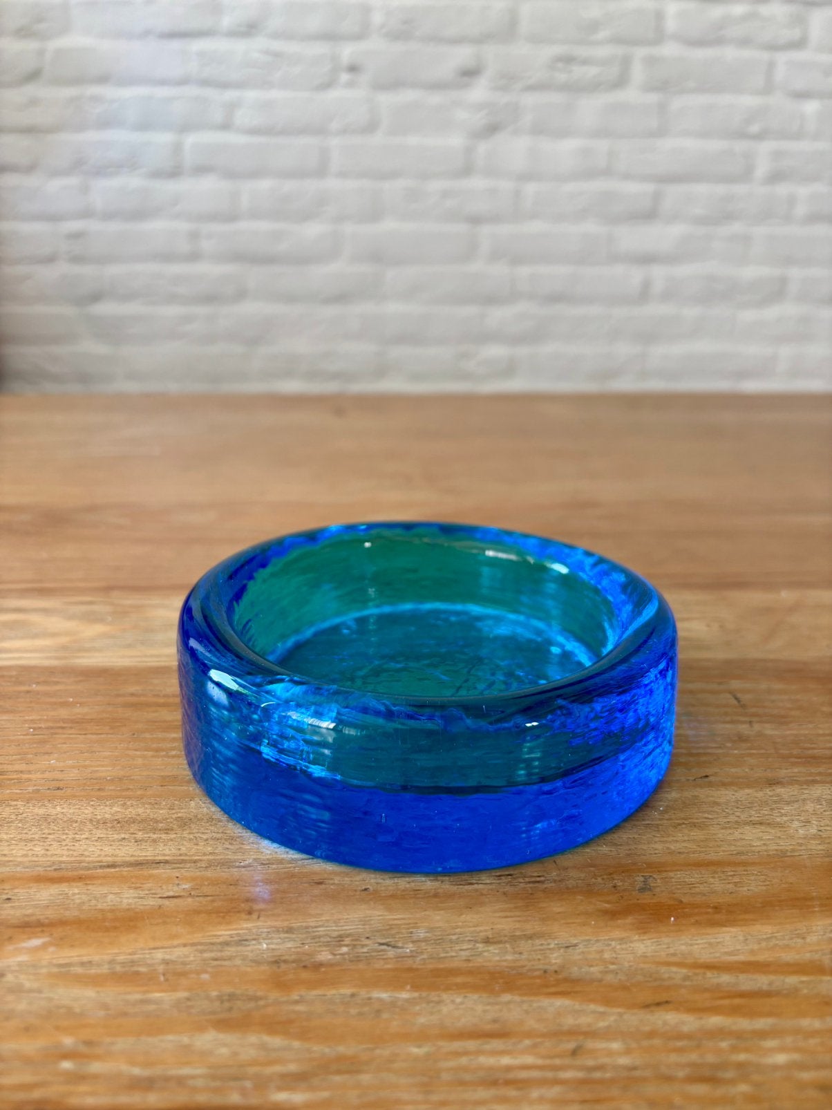 Vintage blauw dik glazen bakje, Holmegaard Denemarken, Antiek en Kunst, Antiek | Glas en Kristal, Ophalen of Verzenden