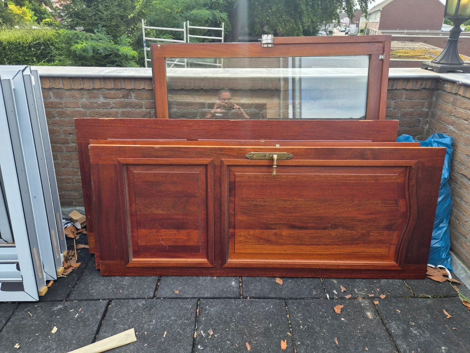 massief eiken deuren. 3 stuks twee met ruitjes een dicht, 75 tot 150 cm, Deurkozijn, Ophalen of Verzenden, 225 cm of meer