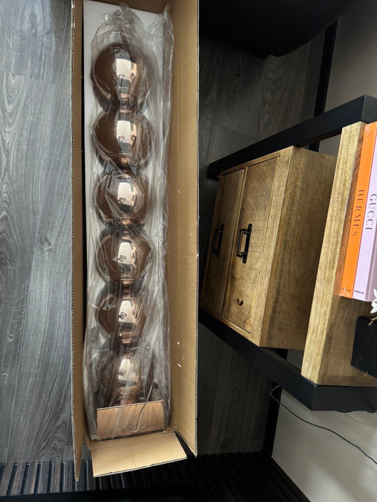 Prachtige bollen lamp bronskleurig bollenlamp NIEUW, Ophalen, Zo goed als nieuw