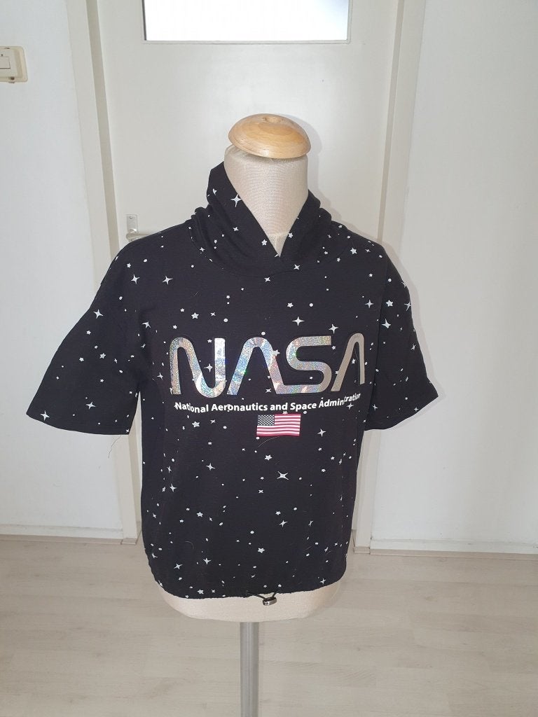 NASA Hoodie T-shirt met sterrenprint maat 146, Meisje, Ophalen of Verzenden, Zo goed als nieuw, Shirt of Longsleeve