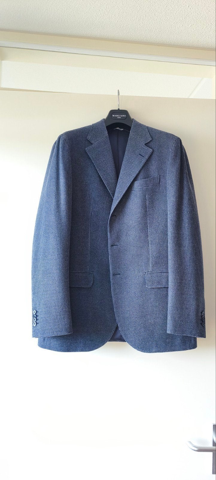 Carini Heren Colbert Blauw Geruit Maat 52/54 (L), Maat 52/54 (L), Blauw, Ophalen of Verzenden, Zo goed als nieuw
