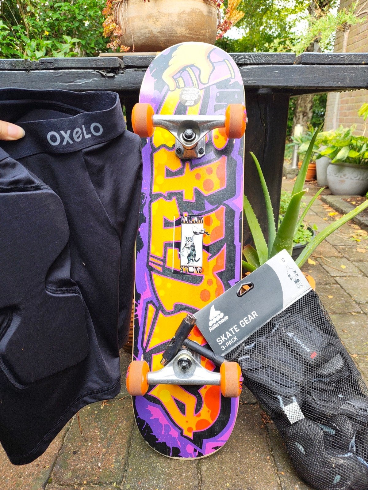 Skateboard met bescherming en gereedschap, Ophalen, Gebruikt, Skateboard