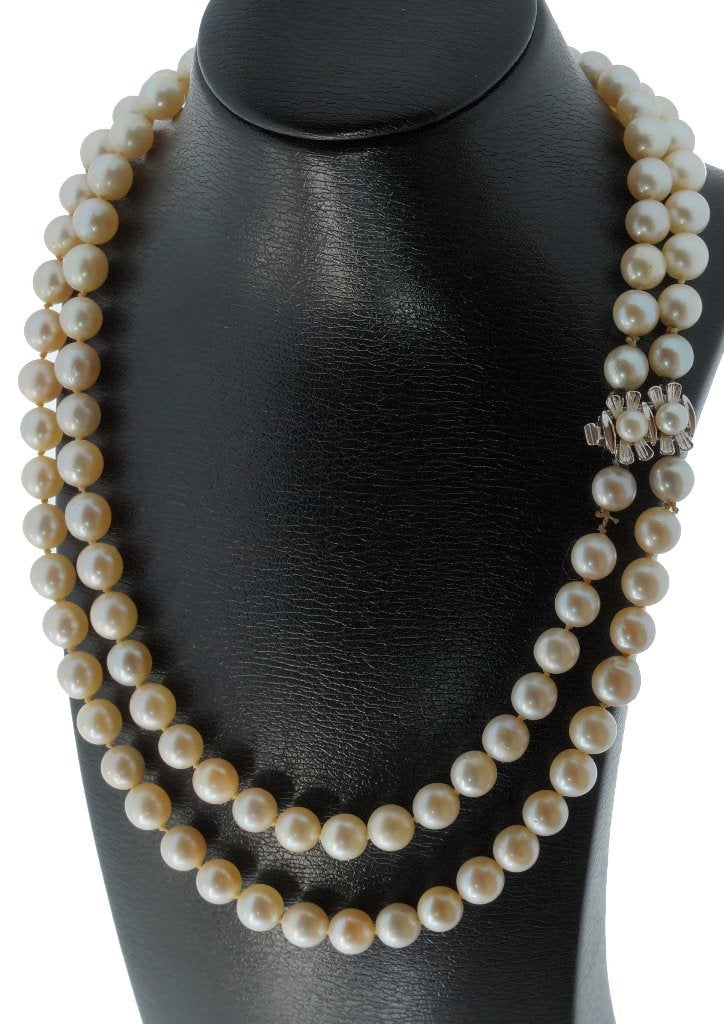 Parel ketting 14k gouden fraai sier slot dames vintage luxe, Voordeelsieraden, Ophalen of Verzenden, Zo goed als nieuw, Met edelsteen