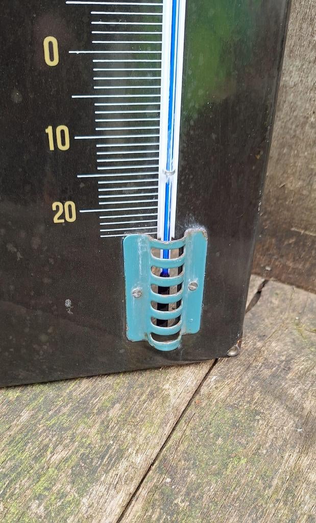 Oude originele emaille reclame thermometer NV Verzekeringen., Ophalen, Reclamebord, Gebruikt, .