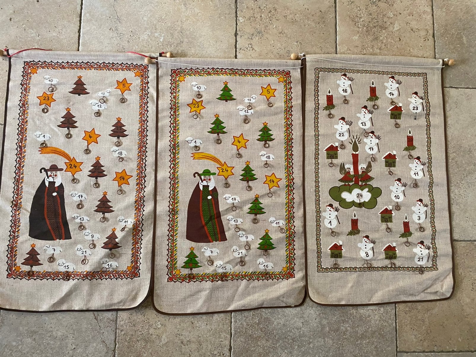 Jute adventskalenders jaren ‘80, Ophalen of Verzenden, Gebruikt