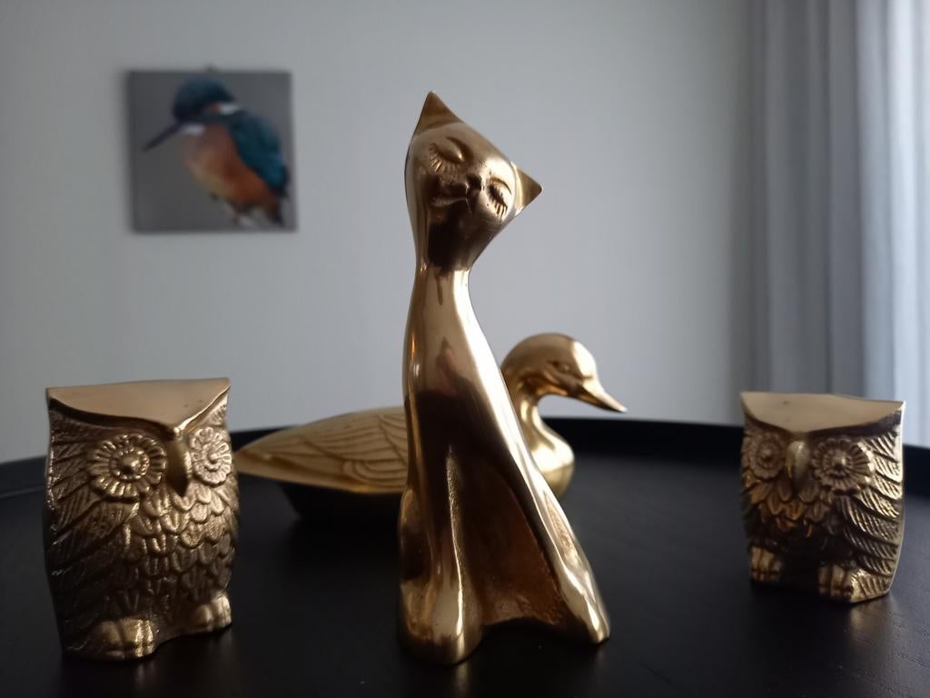 Vintage messing kat, Antiek en Kunst, Ophalen of Verzenden, Koper