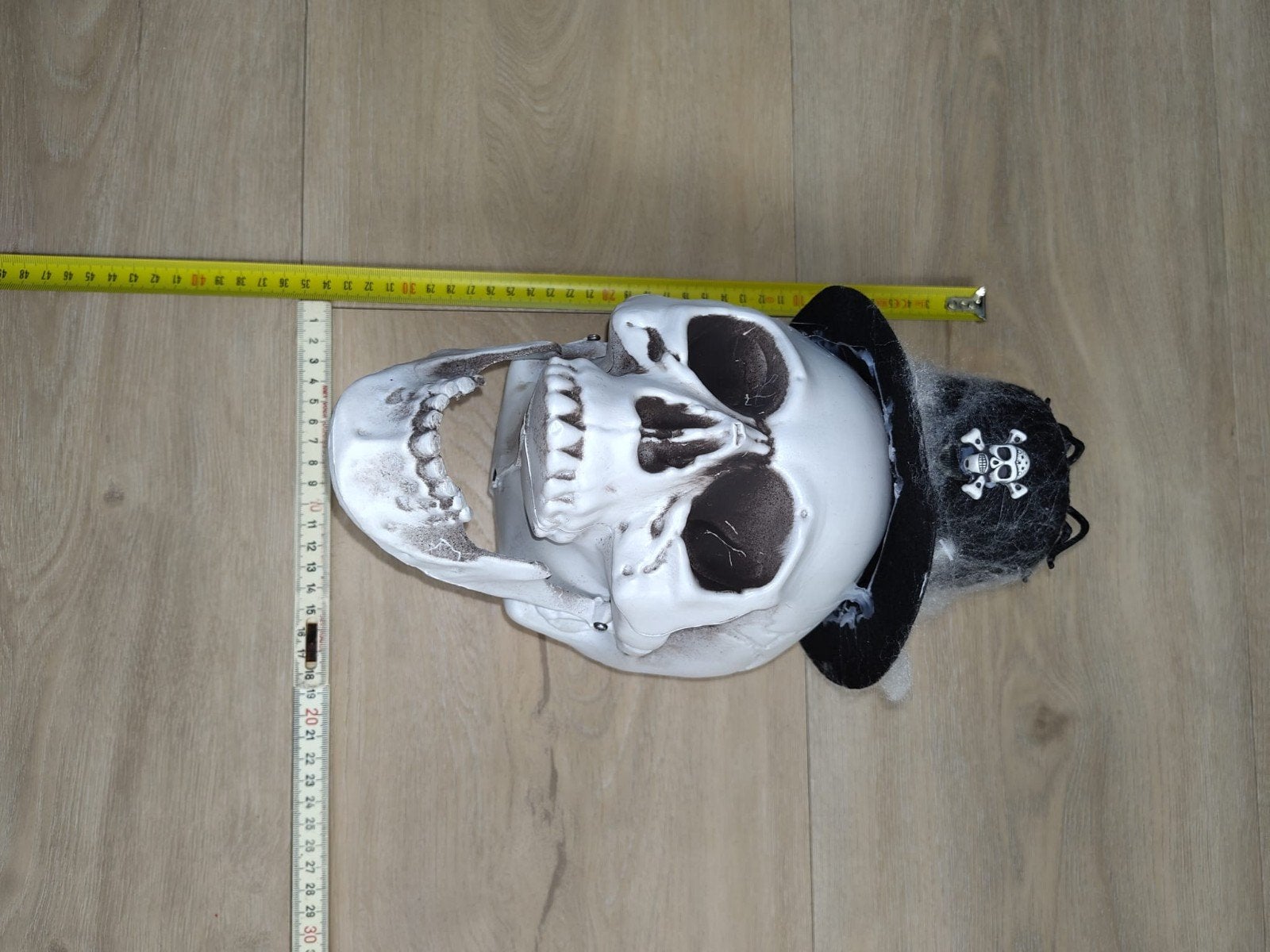 Halloween Doodshoofd met Hoed - Decoratie, Gebruikt, Overige thema's, Overige typen, Ophalen of Verzenden