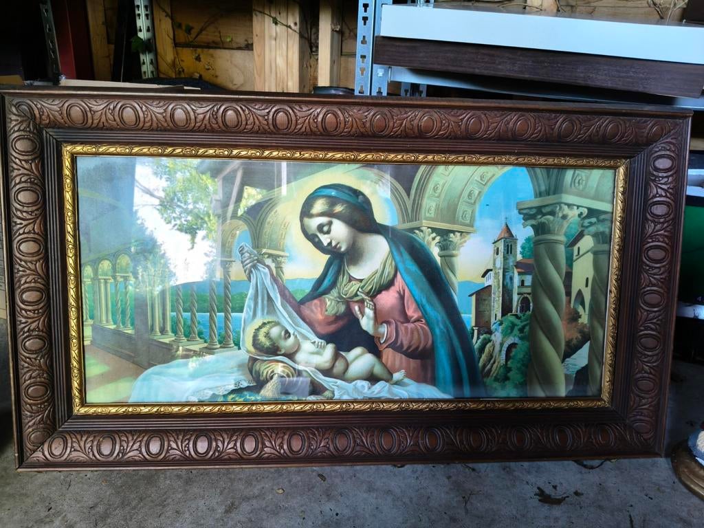 Religie. Jezus beeld, beeld Petrus en Maria en Jezus prent, Ophalen