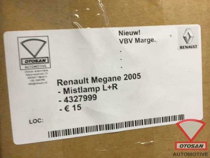 renault megane 2005 mistlamp nieuw! rechts links 4327999, Renault Group, Contact.group@renault.com, Renault, Nieuw