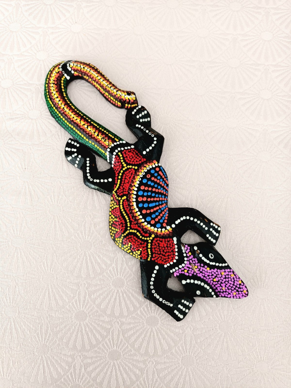 Nieuwe handgeschilderd Gekko uit Bali, Sieraden, Tassen en Uiterlijk, Broches, Ophalen, Nieuw, Zilver, Overige materialen