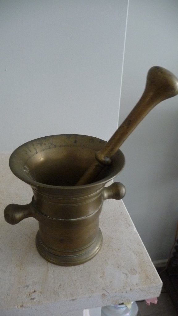 Antieke Bronzen Vijzel met Stamper, Ophalen of Verzenden, Brons