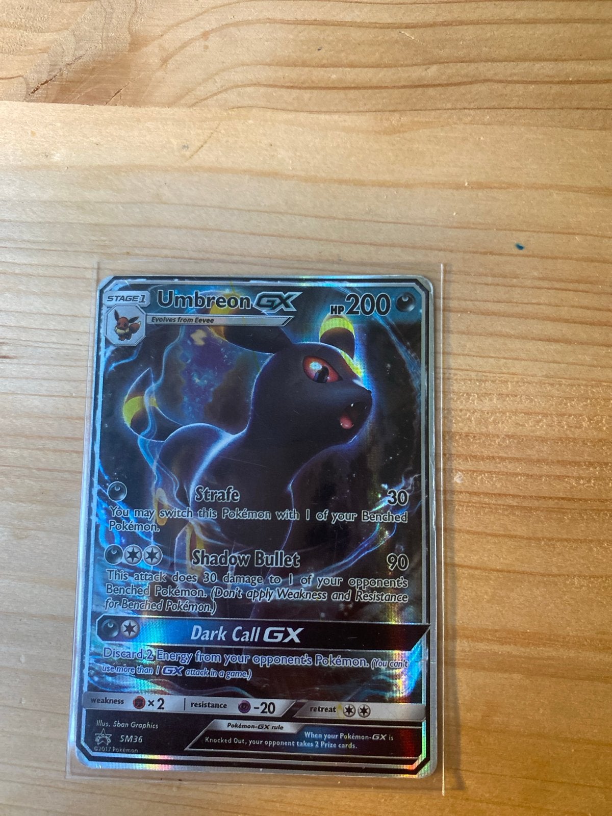 Umbreon GX Pokémon kaart - Zeer zeldzaam + hoesje, Ophalen of Verzenden, Nieuw, Losse kaart