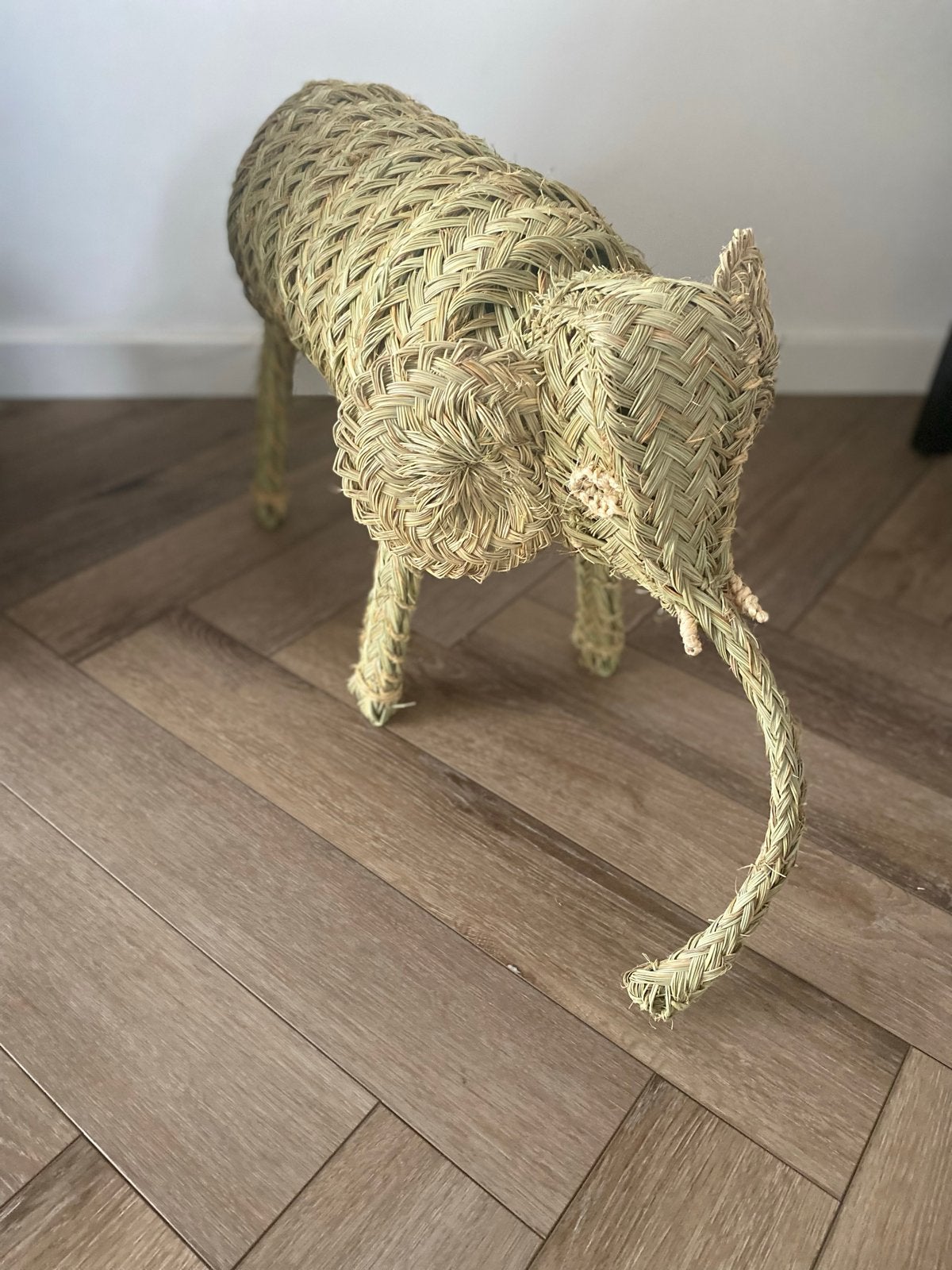 Grote staande olifant van zeegras - Babykamer decoratie, Beige, Boho, Nieuw, Ophalen of Verzenden
