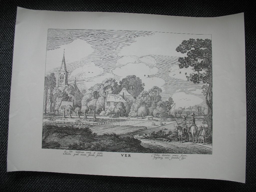 Grote ( Reproductie )Prent * Ver * April Vintage, Ophalen of Verzenden