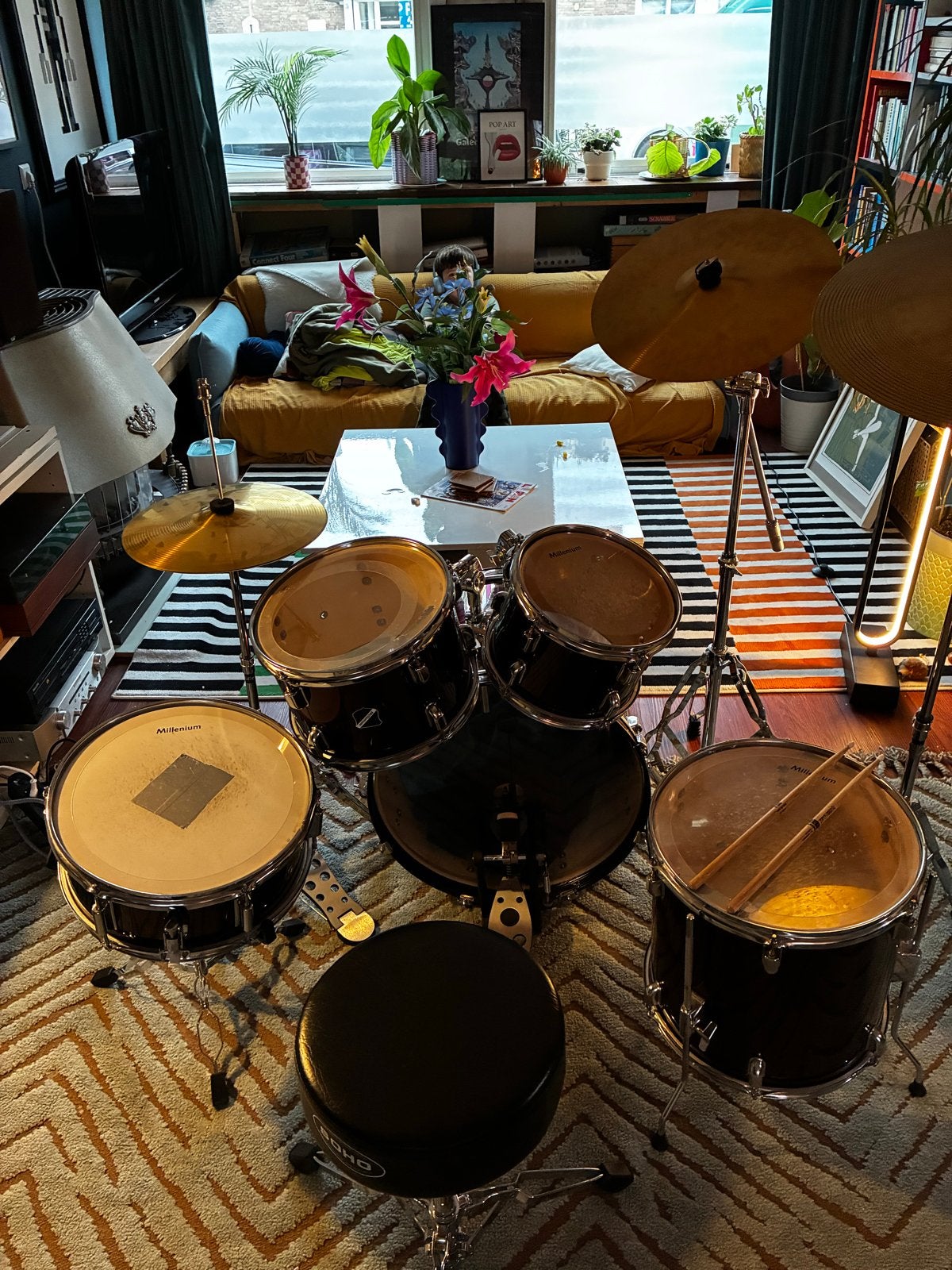 Milenium akoestisch drumstel, Muziek en Instrumenten, Ophalen, Gebruikt, Overige merken