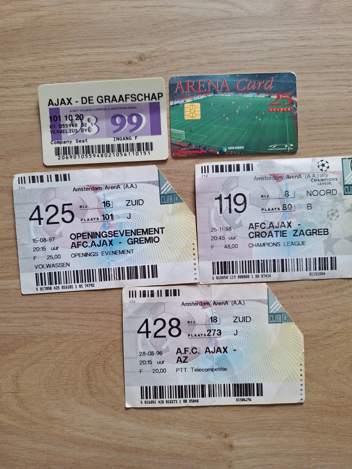 Toegangskaarten Ajax jaren 90, Tickets en Kaartjes, Sport | Voetbal, Eén persoon, Europa of Champions League