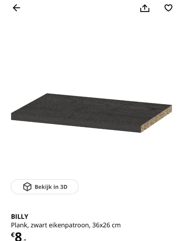 IKEA Billy schapjes zwart (6x) - Nieuw in verpakking, Huis en Inrichting, Ophalen, 200 cm of meer, Nieuw, 50 tot 100 cm