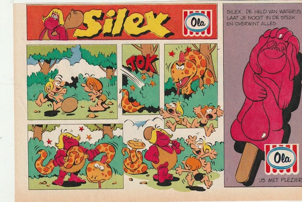 Retro reclame 1980 Ola Silex waterijsjes strip slang, Verzamelen, Verzenden, Overige typen