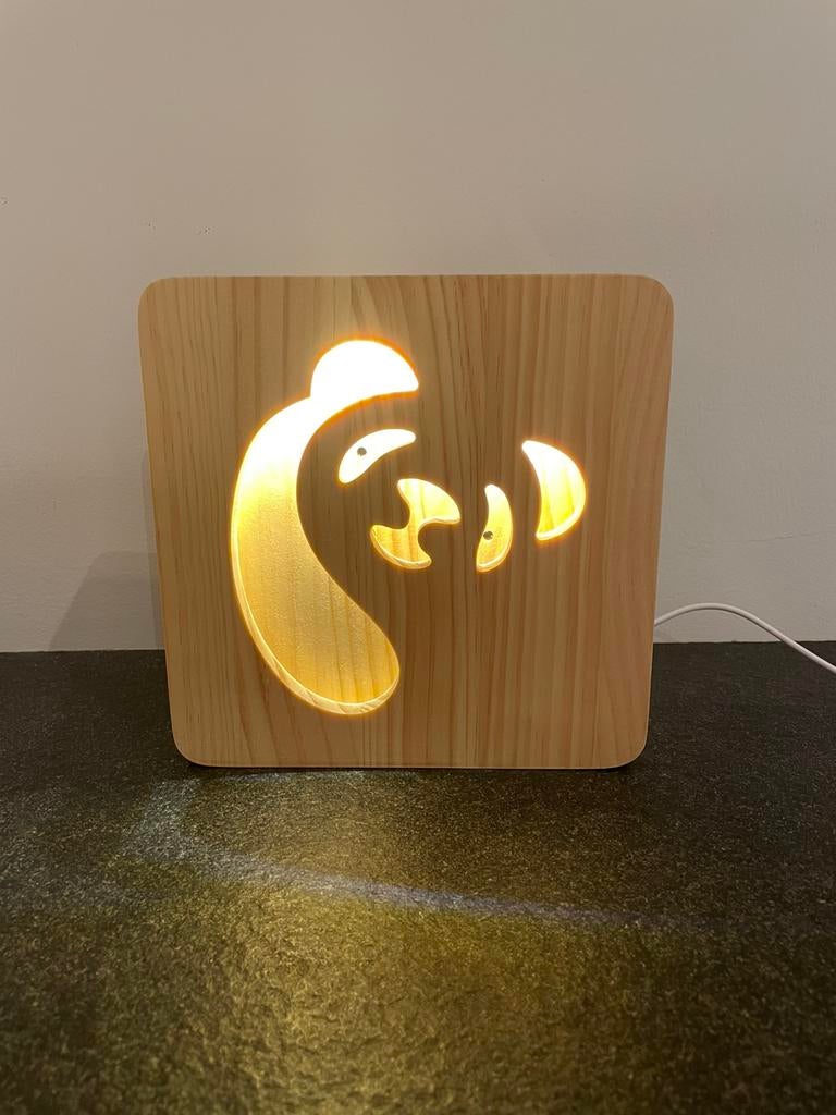 Houten wandlamp Panda, Ophalen of Verzenden, Nieuw, Hout