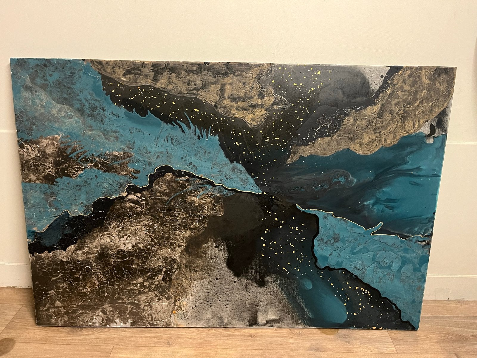 Groot abstract olieverfschilderij, Belgische kunstenaar, Ophalen