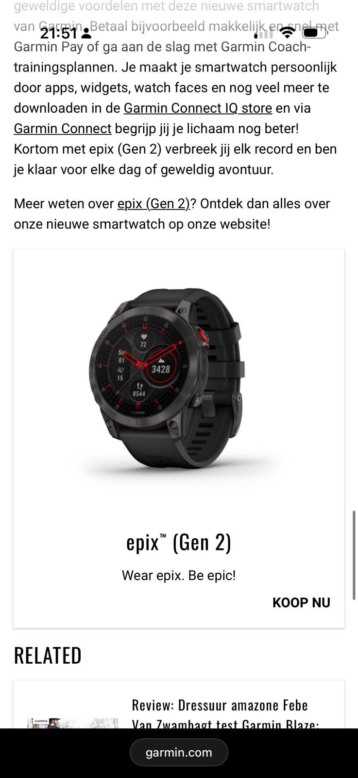 Garmin Epix gen 2 safire edition, Zwart, Ophalen of Verzenden, Zo goed als nieuw, GPS